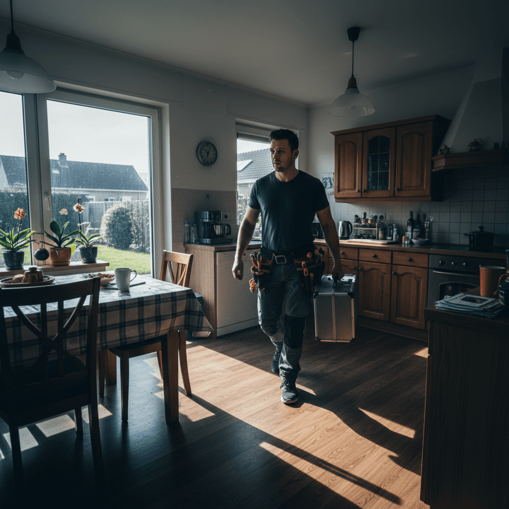 Technician arriving for emergency repair service